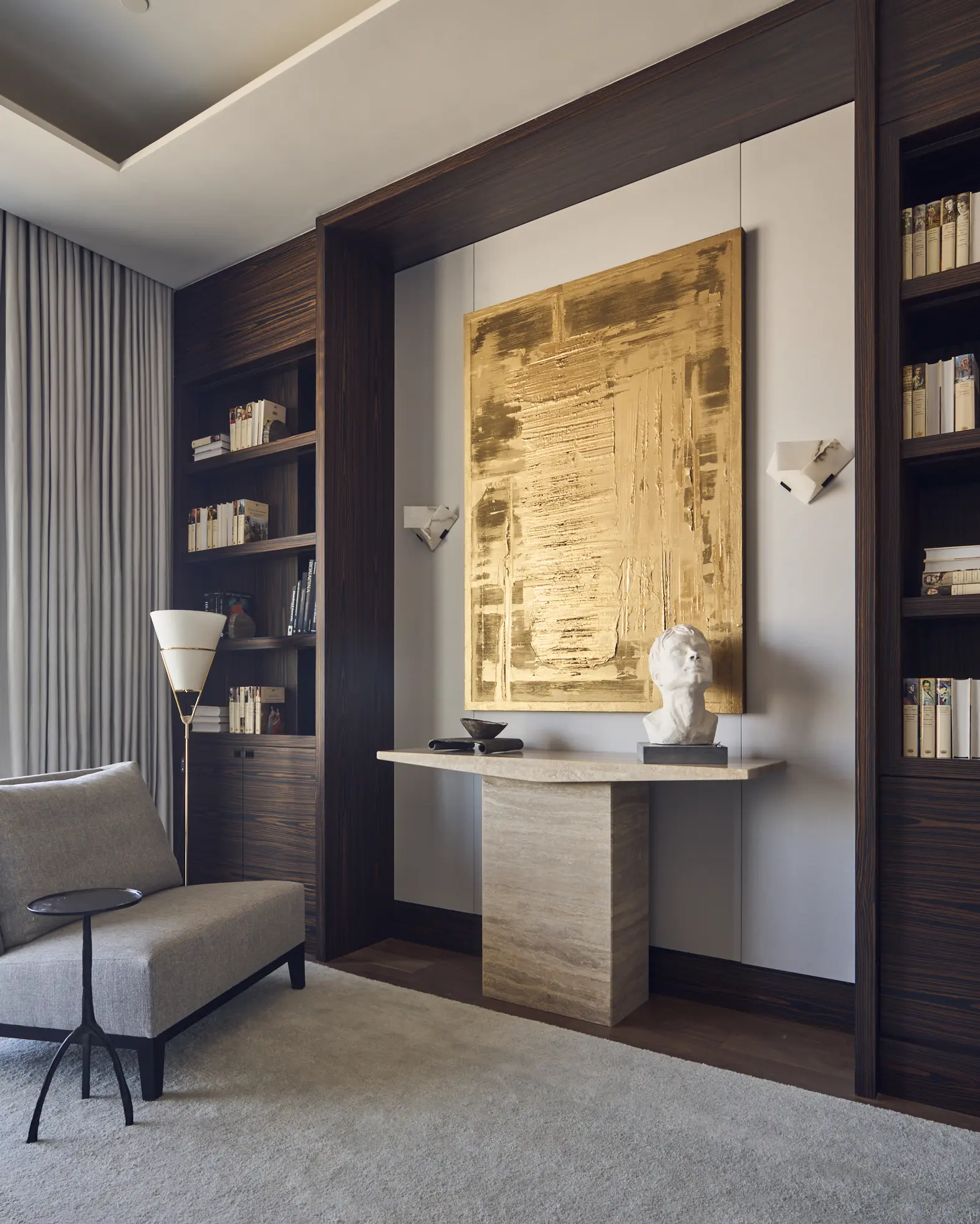 Intimate sitting room with artwork