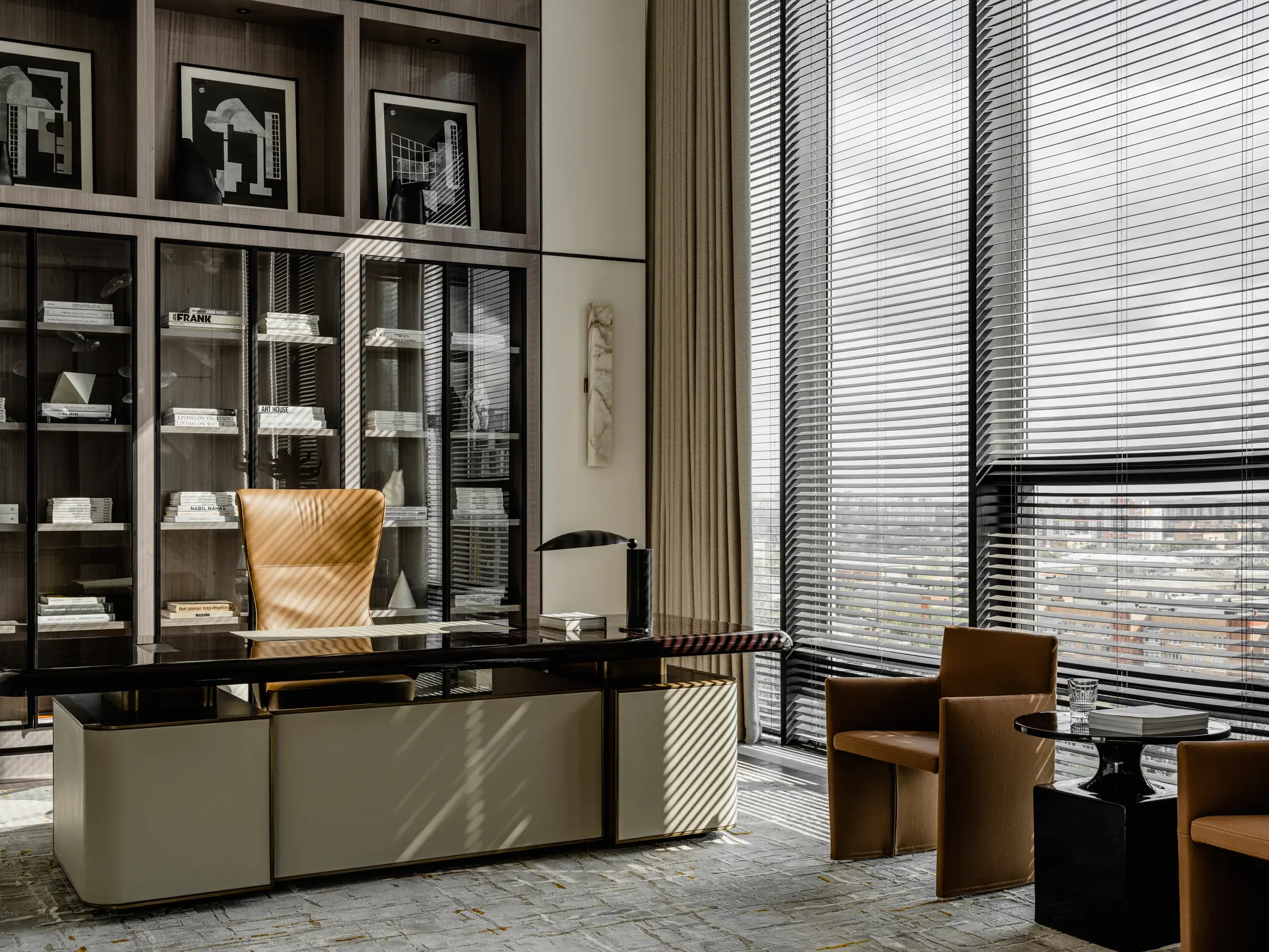 Panoramic view of the office and full-height windows