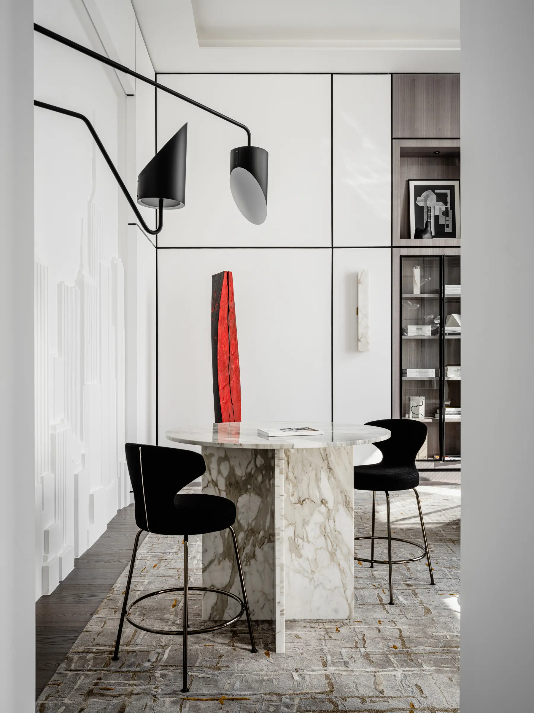 Marble table and art collection